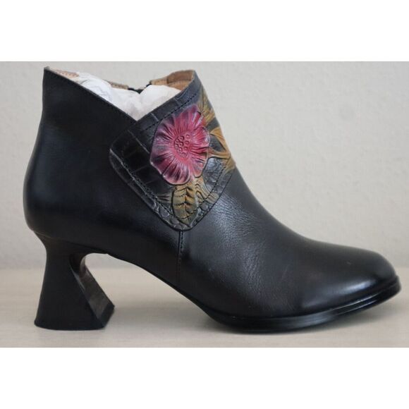 L'Artiste x Spring Step Women Sz 7.5-8 Navy Leather Inspiration Bootie Heels - Picture 7 of 14